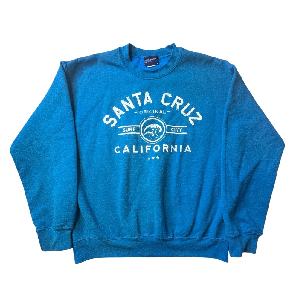 Vintage MV Sport Sweatshirt Men M Santa Cruz California Blue Surf City Style 135